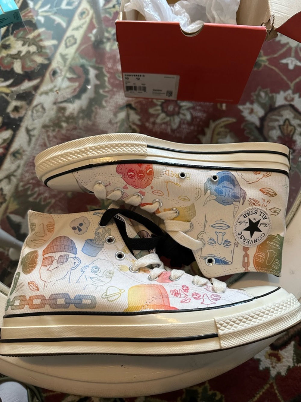 Converse High Top Sneakers White with Multicolor Pastel Design